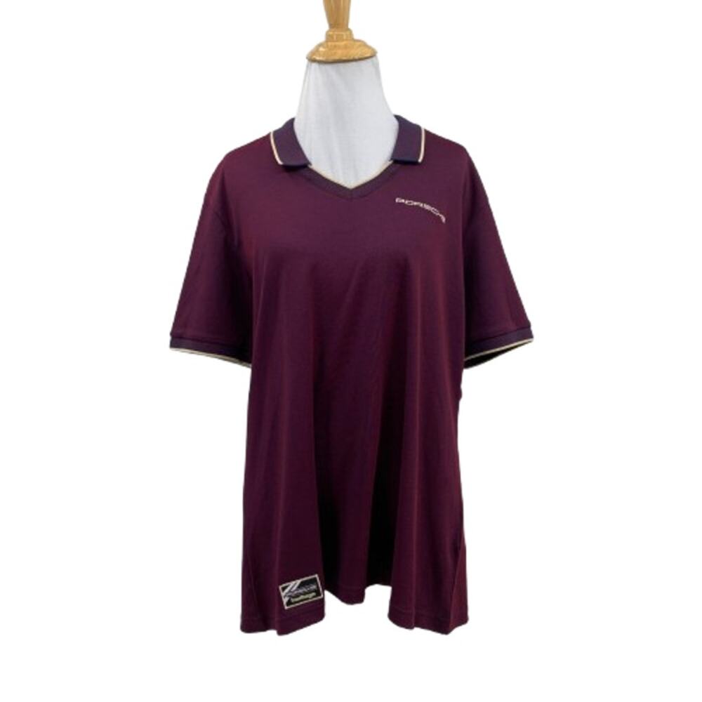 Porsche Polo Shirt Women L Large Berry Heritage Collection Short Sleeve Collared